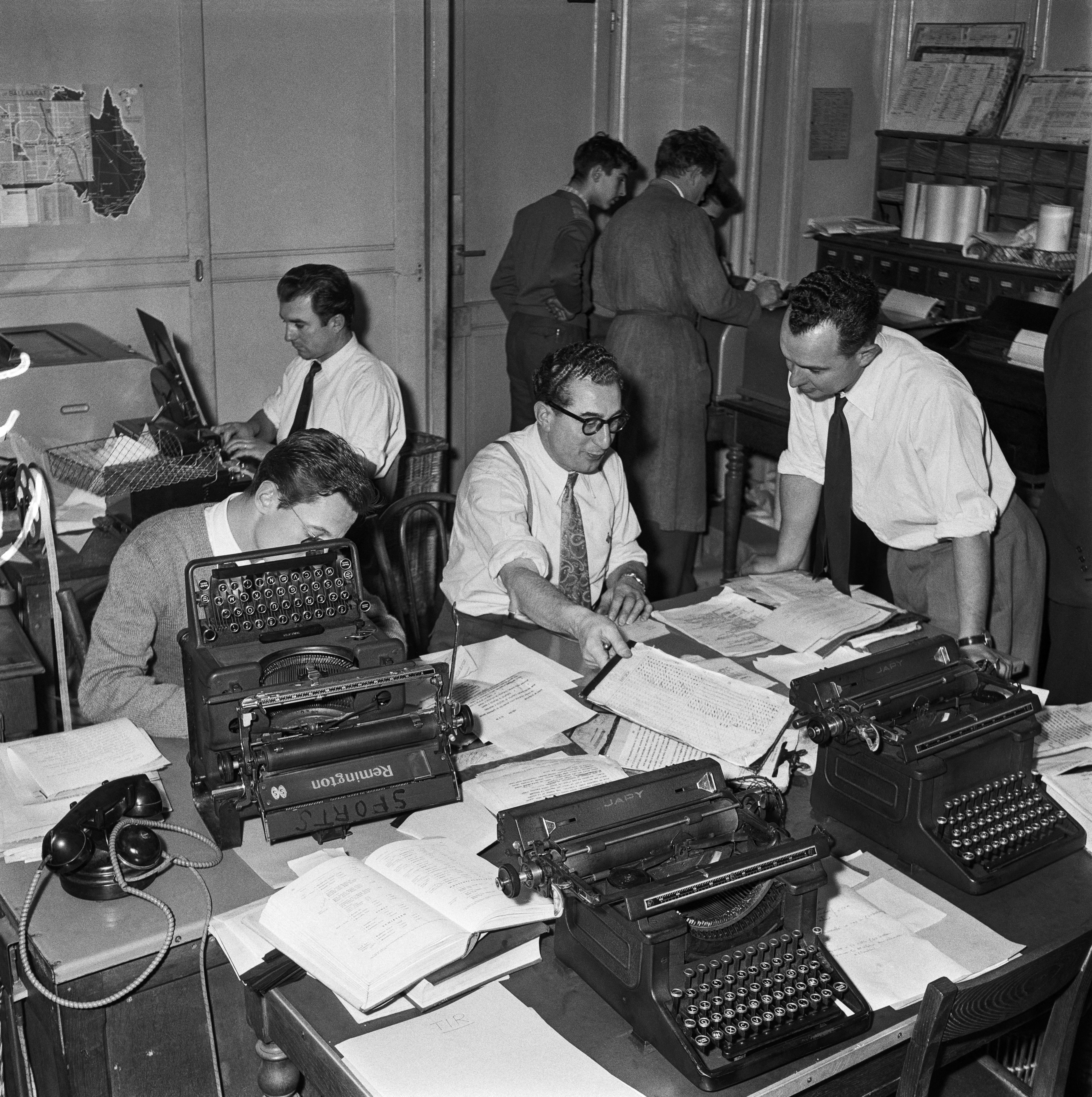 Hoofdkantoor van het Franse Persbureau (AFP) in Parijs, 1956 
